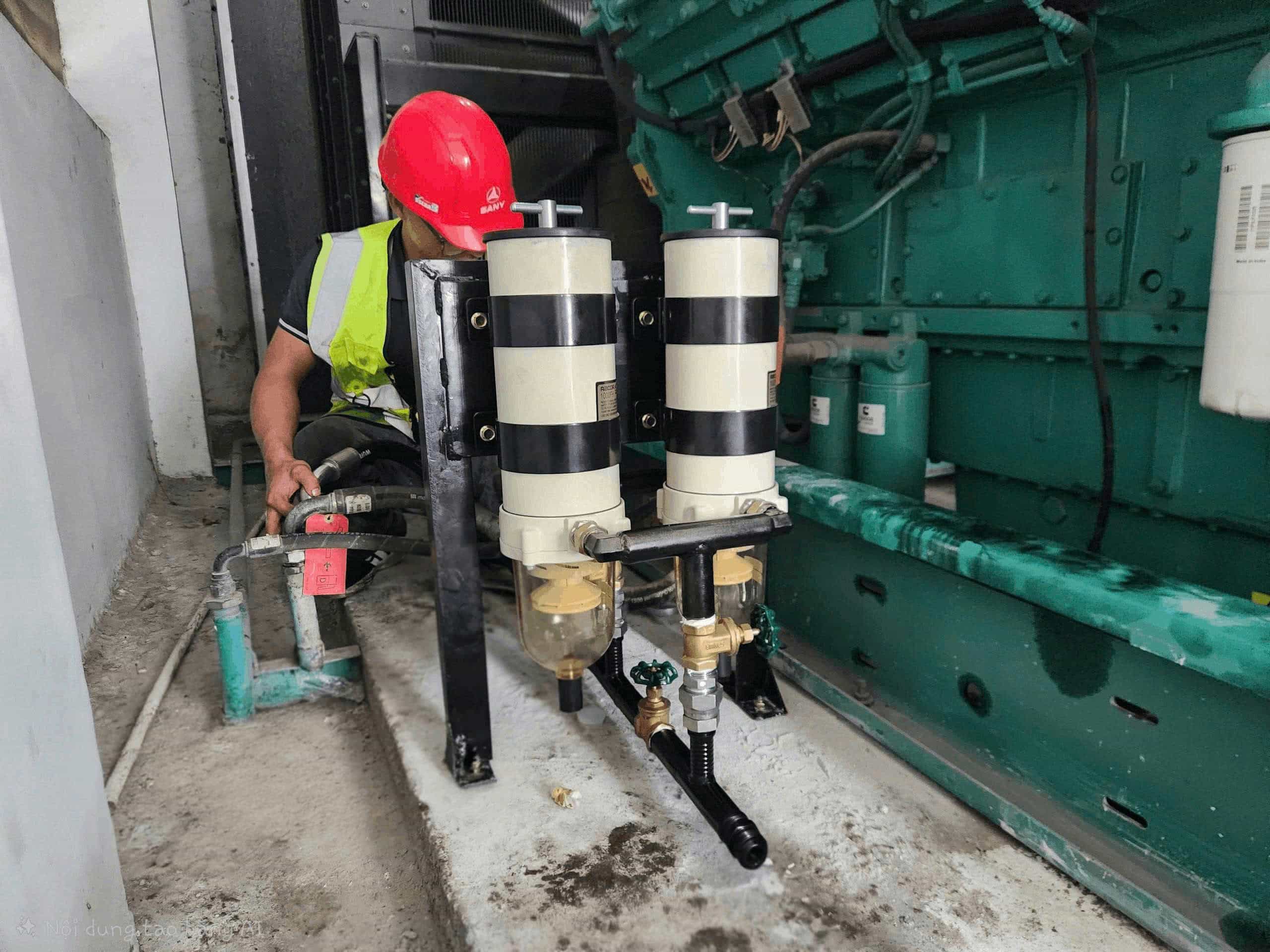 Lắp đặt cụm lọc tách nước cho máy phát điện
